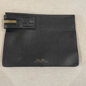 India Hicks Black Leather Clutch